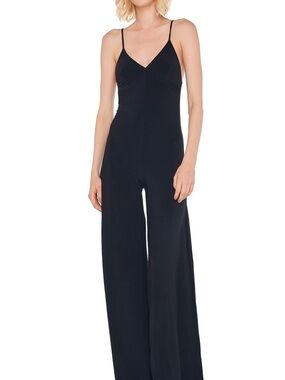 Norma Kamali Black Spaghetti-Strap Wide-Leg Jumpsuit